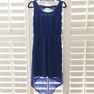 Size 8 royal blue lace high-low sleeveless dress